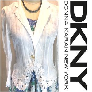 DKNY Embroidered Linen White Jacket